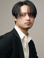 ブラック(BLACK)&nbsp;大人スリックパート/MEN’S HAIR/リバースセンターパート/表参道