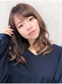 ★イメチェンマロンベージュ前髪小顔カットくびれミディ