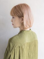 ぱっつんボブ/くすみピンク/ニュアンスカラー/抜け感/大人可愛い