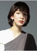 大人気　★トレンド韓国風ボブ/斜めバング/アッシュブラック