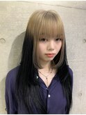ブロンド　ブラックカラー　バイカラー