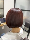 ボブ　髪質改善xレッドブラウン