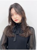 ロング美髪韓国ヘア顔周りレイヤーオリーブベージュ_ba509171