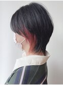 【morio原宿】インナーカラーくすみピンクウルフヘアショート