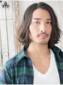 カジュアルサーフカール暗髪センターパートミディアムa1上尾