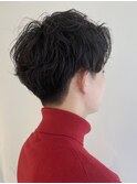 センターパートパーマ