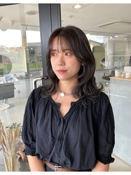 エンリッチヘア(enrich hair) ミディアムレイヤー 韓国ヘア アッシュグレージュ