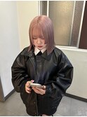 ハイトーン/ピンクブラウン/切りっぱなしボブ/YU