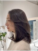 レイヤー/グレージュ/ミディアム/セミロング/内巻き/艶/髪質改善