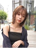 ミディアムレイヤーカットボブウルフ/10代20代/インナーカラー