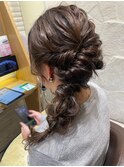 サイド編みおろし結婚式お呼ばれヘアセット