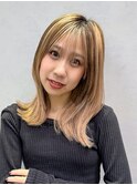 くびれミディハイトーン韓国ヘア前髪カット_F20350