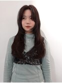 ココアブラウンレイヤーカットハッシュカットブリーチなしカラー