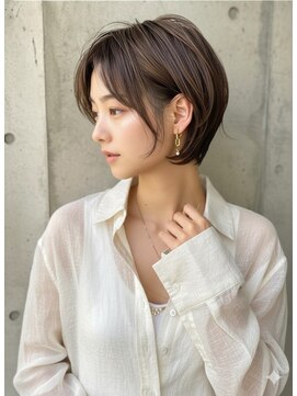 アース 大曽根店(HAIR&MAKE EARTH) earthショートレイヤーボブミルクティー丸みショートボブ