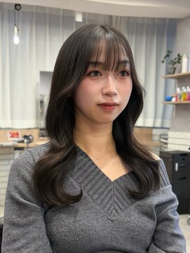 モク(mok) 韓国風顔まわりカット×ダークブラウンで大人かわいい