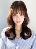 冬◎大人可愛いシースルーバンク×くびれミディアム