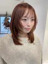 サンクプロジェクト(cinq PROJECT)&nbsp;コーラルピンクベージュオレンジブラウンレイヤーハッシュカット