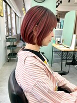 ヒビヲ 天神警固(HIBIO)&nbsp;ショートボブ切りっぱなしボブタッセルボブブリーチダブルカラー