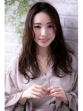 ヘアーアートシフォン 池袋西口店(Hair art chiffon) 暖色系カラーハイライトカラーロングボブくせ毛カット濡れ髪