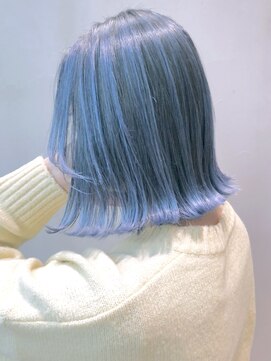 アルバム 銀座(ALBUM GINZA) ブルーハイライトグラデーション_Aラインボブ_ba326212