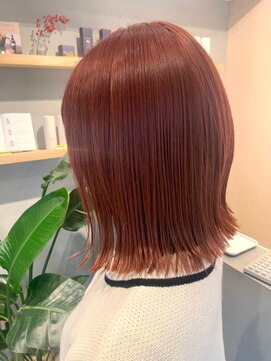 ホーム(HOME) ダブルカラーオレンジベージュカラーケアブリーチ外ハネボブ