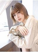 小顔矯正立体カット/パールベージュ/ボブウルフ/センター北