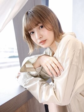 メゾンデエムスラッシュ センター北(Maison des M.SLASH) 小顔矯正立体カット/パールベージュ/ボブウルフ/センター北