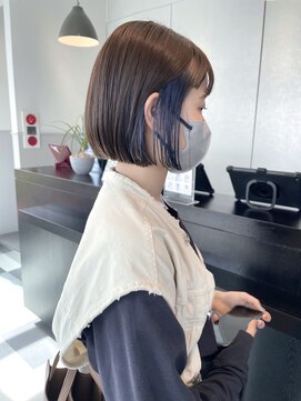 アースコアフュールボーテ 高岡店(EARTH coiffure beaute) ブルーインナーカラーダブルカラーショートボブ
