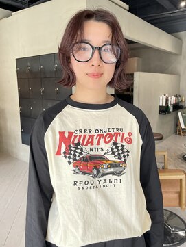 ヘアー アイス ルーチェ(HAIR ICI LUCE) ピンクパープル ピンクブラウン ボブ ブリーチなしカラー/林