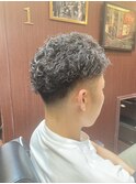 MEN'Sツーブロックオールバックツイストスパイラルパーマ　床屋