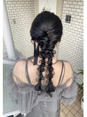 ツインヘア ツイン編み下ろし 編み下ろし 参列ヘア