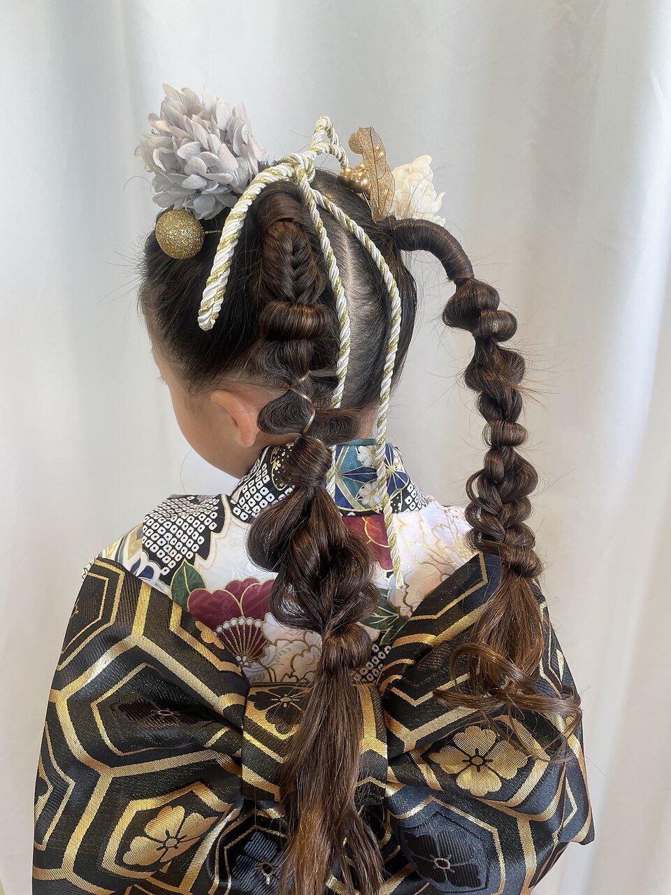 七五三/7歳/個性派ツイン/ツイン編みおろし/着付/鎌倉/深沢/大船