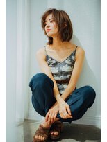 ニュイ 高槻 阪急茨木店(nui)&nbsp;黒髪ボブルフネビージュ小顔ワンレンスペインカール