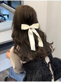 韓国 くびれロング レイヤー ワンホンヘア 小顔前髪