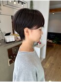 大人可愛い20代30代40代前下がりショートボブ丸みショート◎