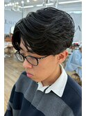 メンズシースルーマッシュフェザーショート刈り上げショート