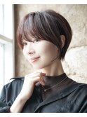 大人可愛い20代30代40代黒髪前下がりショートボブ丸みショート◎