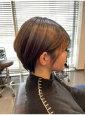ショートボブマニッシュショートリラクシー春カラー艶髪