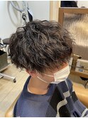 波巻きパーマソフトツイストスパイラルマッシュパーマメンズ