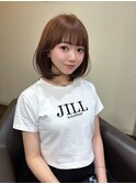 【pinue】ブリーチなしシナモンベージュ×ワンカールボブ