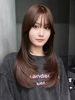 アイティーバイアルバム 八王子店(IT by ALBUM)&nbsp;ロンググレージュ小顔前髪カット韓国ヘア顔周りレイヤー_F1086