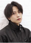 束感コンマバングセンターパート黒髪ミニウルフ
