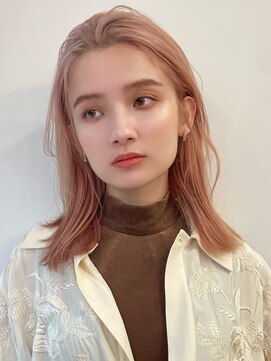 ハニーシブヤ(HONEY shibuya) 大人可愛い20代30代40代外はねラフミディ×ピンクベージュ