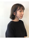 外ハネボブ/シースルーバング/グレージュ/くびれ/梅田/茶屋町