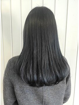 アンド アノン(and anon) ブルーブラック ネイビーグレー 艶感ロングヘア