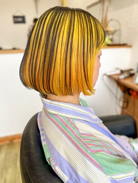 ドラマティックヘア(DRAMATIC HAIR) イエロー×ブラックアンブレラボブ