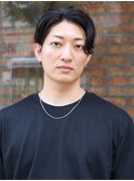 アップバング 20代30代 黒髪 ツーブロック メンズカット