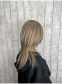 【ロングウルフカット】【ホワイトブロンド】【ダブルカラー】