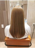 ストレートロング/ハイトーン/ベージュ/韓国風ヘア/髪質改善