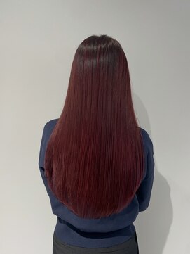 ムード(MOOD,) ワインレッド/ミディアムレイヤーカット/大人ガーリー/銀座